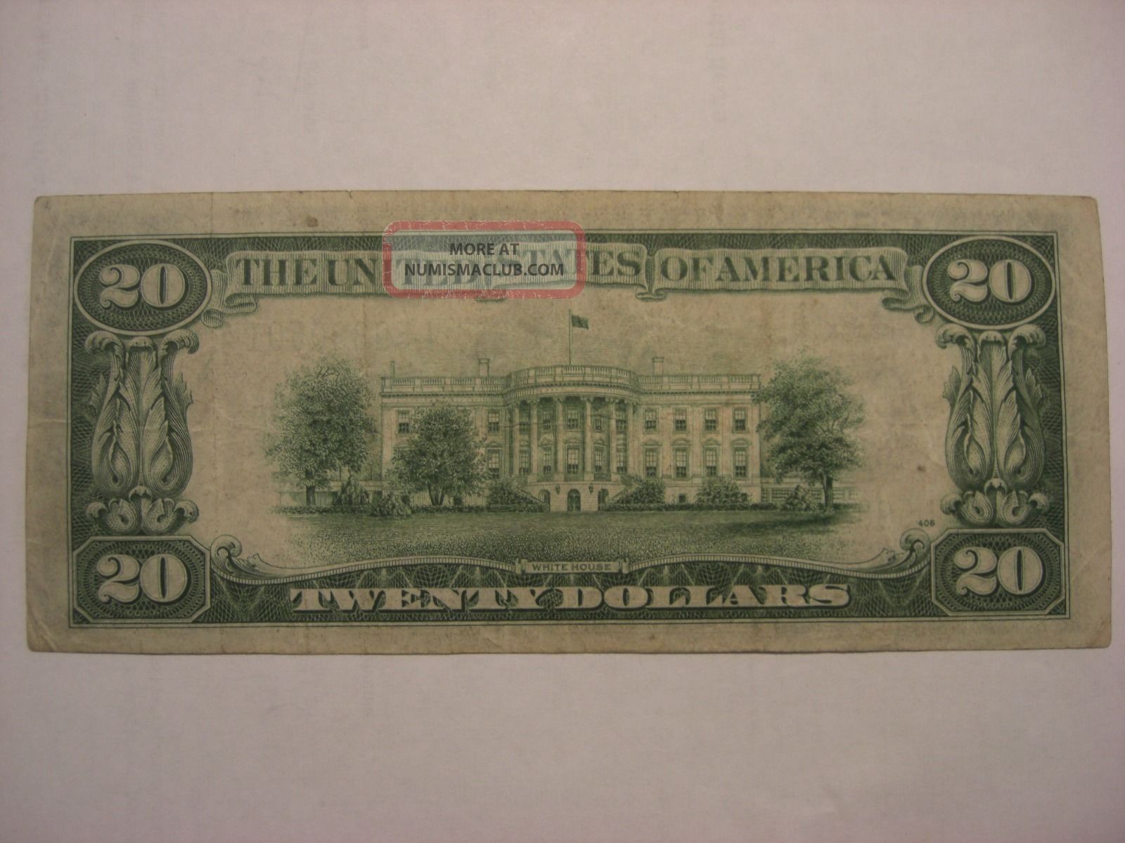 1934 A $20 Bill; Federal Reserve Note, San Fran " L ", Circulated ...