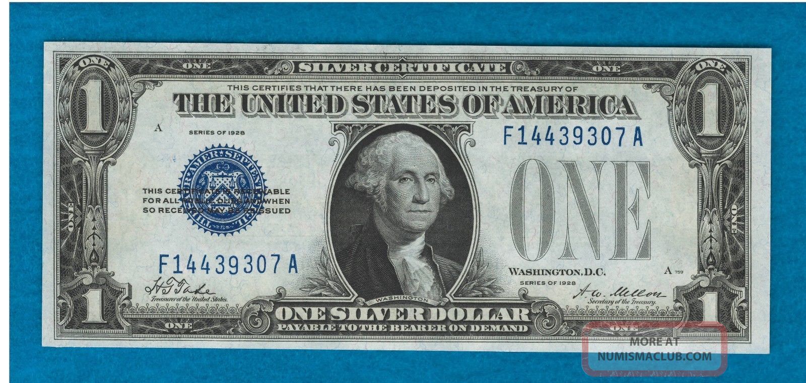 1928 One Dollar Silver Certificate Funny Back Small Size Notes photo