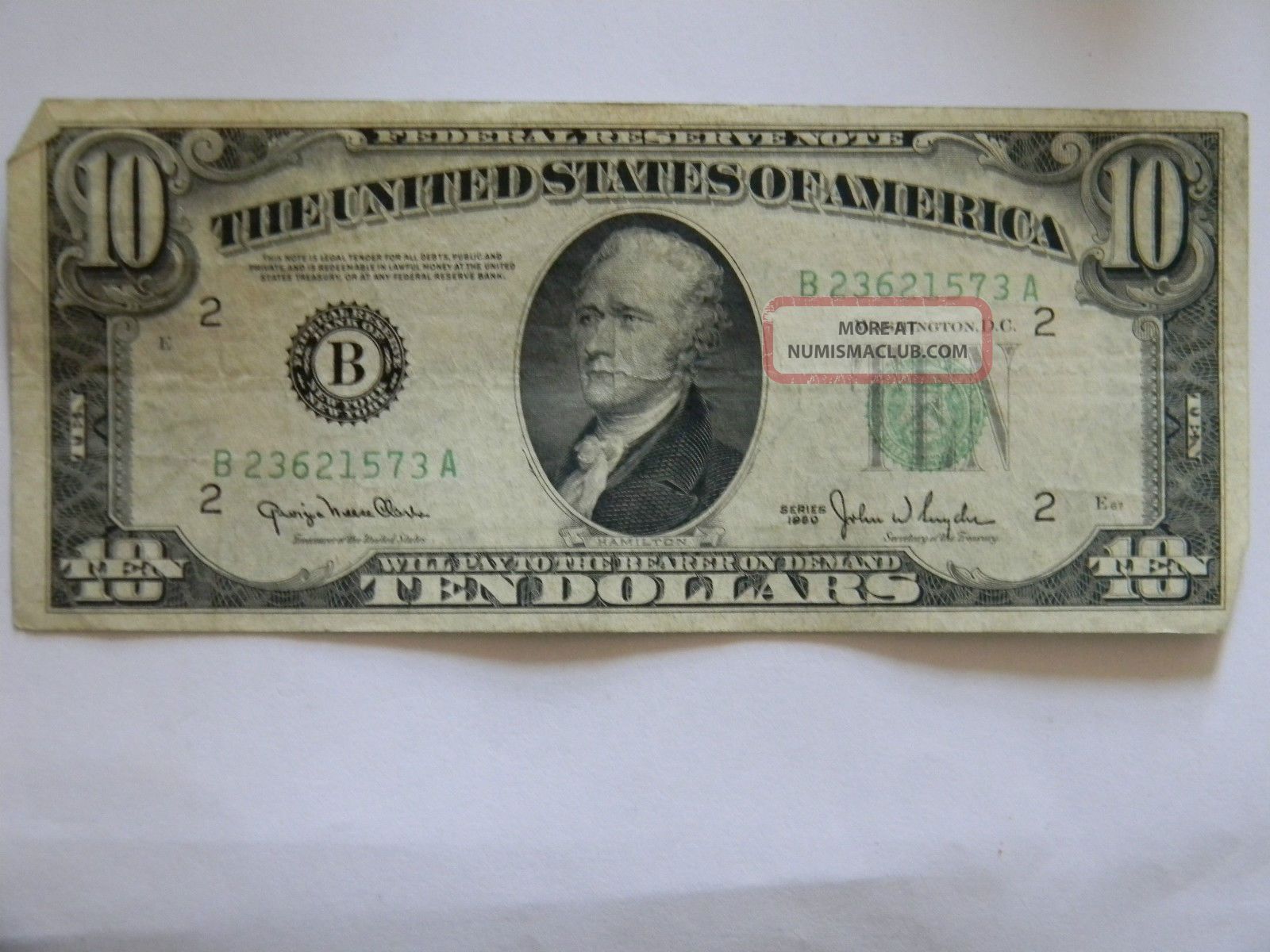 1950 Ten Dollar $10 Federal Reserve B Series Note