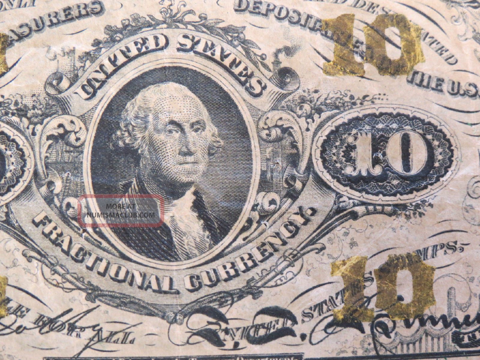 1860 ' S Us 10 Cent Fractional Note, 3rd Issue - Attractive Civil War