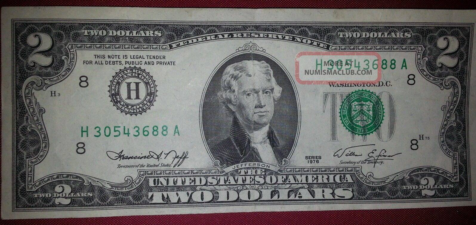 1976 2 dollar bill error