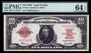 $10 1923 Legal Tender Pmg 64 Epq 