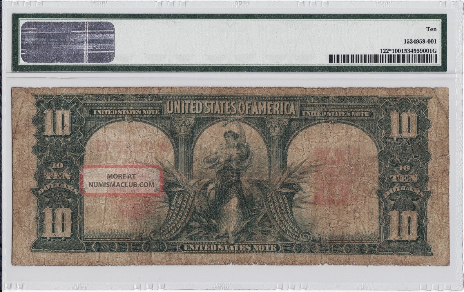 1901 $10 Pmg Vg10 Bison Star Note Large Size Legal Tender Red Seal ...