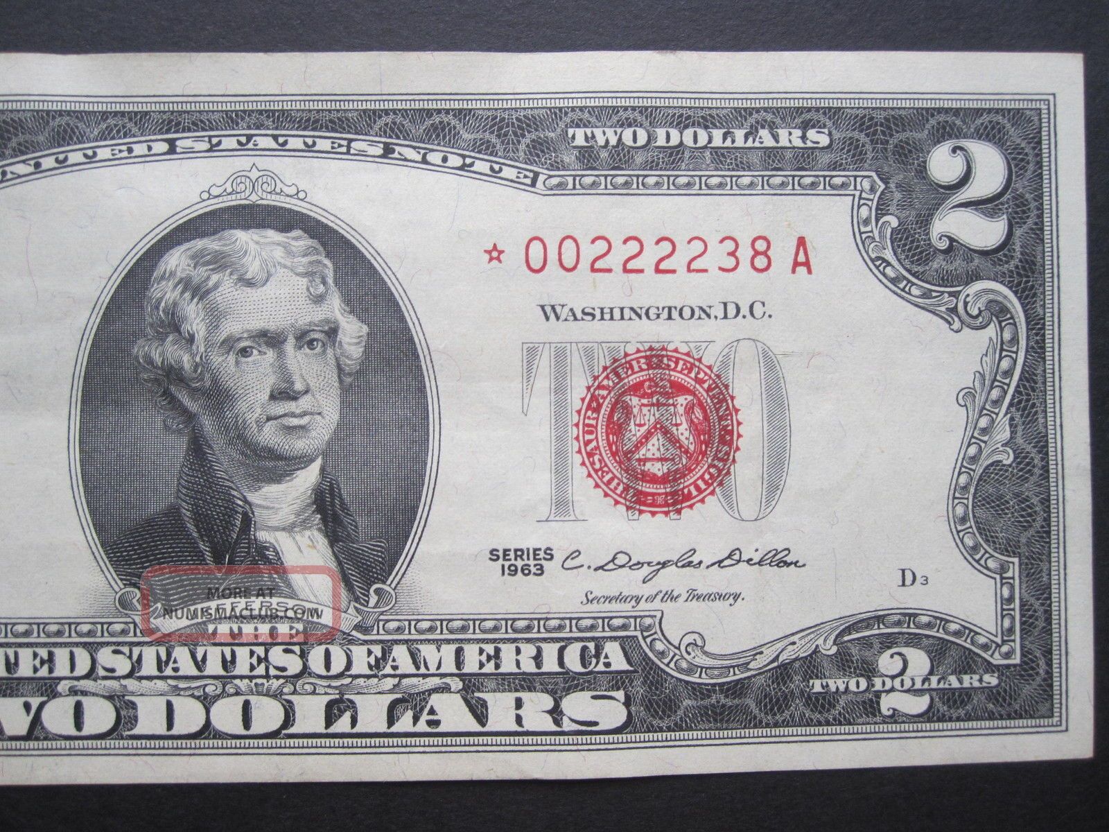 1963 2 dollar bill red seal star note value