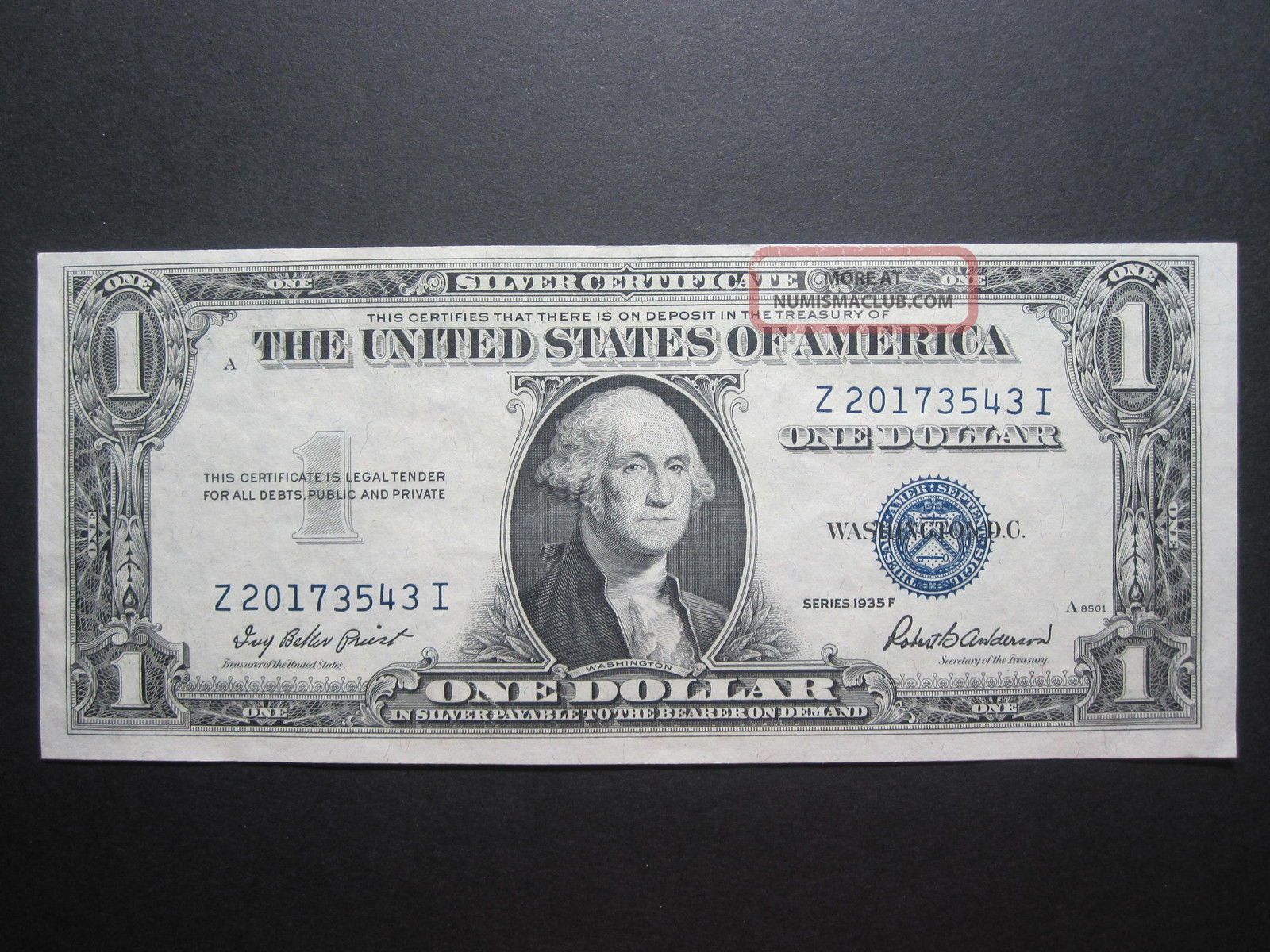 Uncirculated 1935f $1 Silver Certificate Z I Block Collectible Us Paper