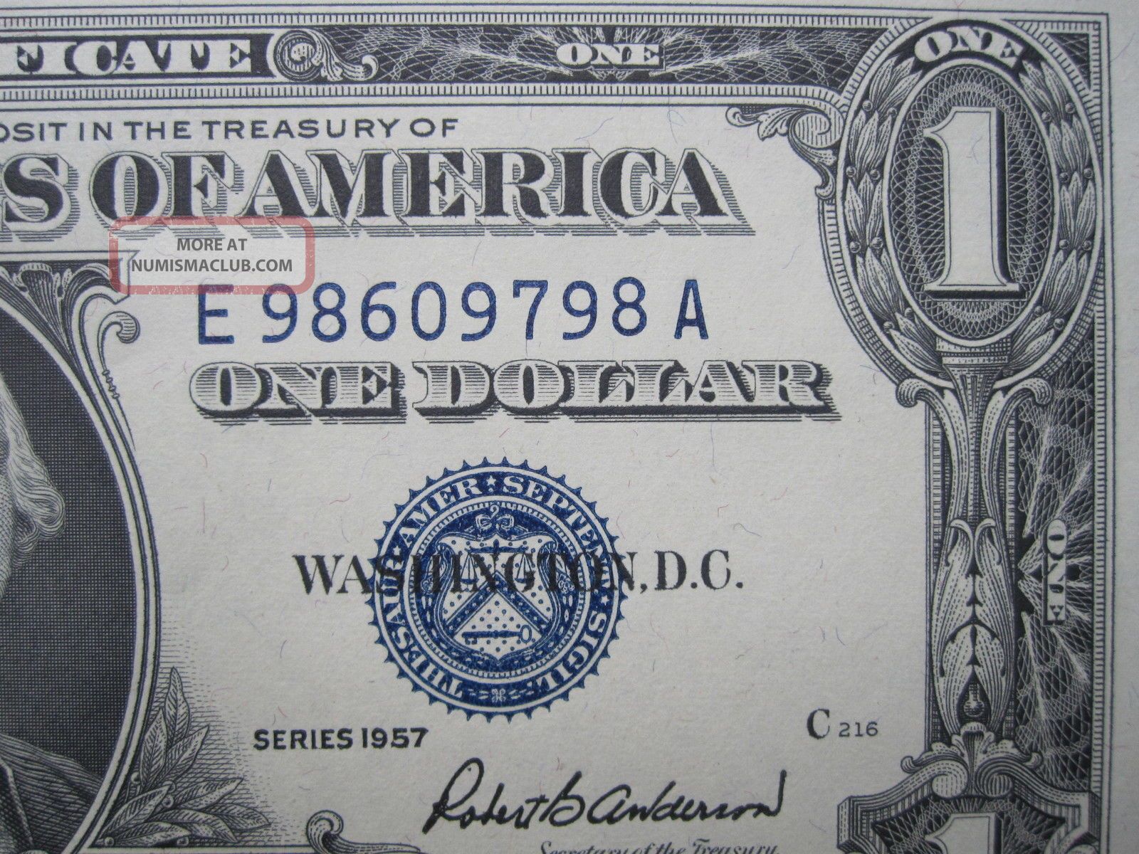 1957 $1 Silver Certificate E A Block Uncirculated Us Blue Seal 1