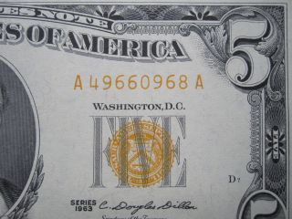 1963 $5 Red Seal Legal Tender Yellow Seal Currency Old Paper Money photo