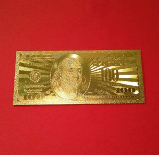 . 999 Gold Foil $100 Dollar Bills photo