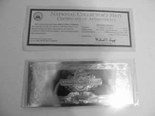 . 999 Silver $2.  00 Certificate Proof,  Ntl.  Collector ' S,  Year 2000,  Lg.  Size photo