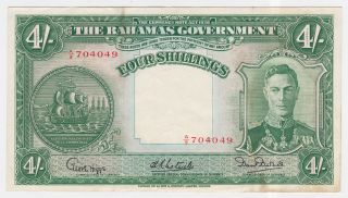 1936 Bahamas 4 Shillings Note ++well Preserved++ Scarce Note photo