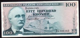Iceland 100 Kronur L.  1957 Rare Date photo