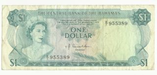 Bahamas $1.  00 Banknote [law Of 1974] Pk 35a photo