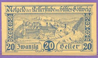 Goettweig (gottweig) Austria Notgeld 20 Heller Single Note A photo
