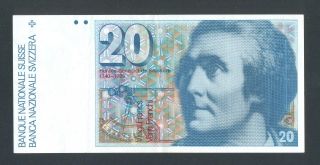 Switzerland 20 Francs 1989 Vf/xf P55h photo