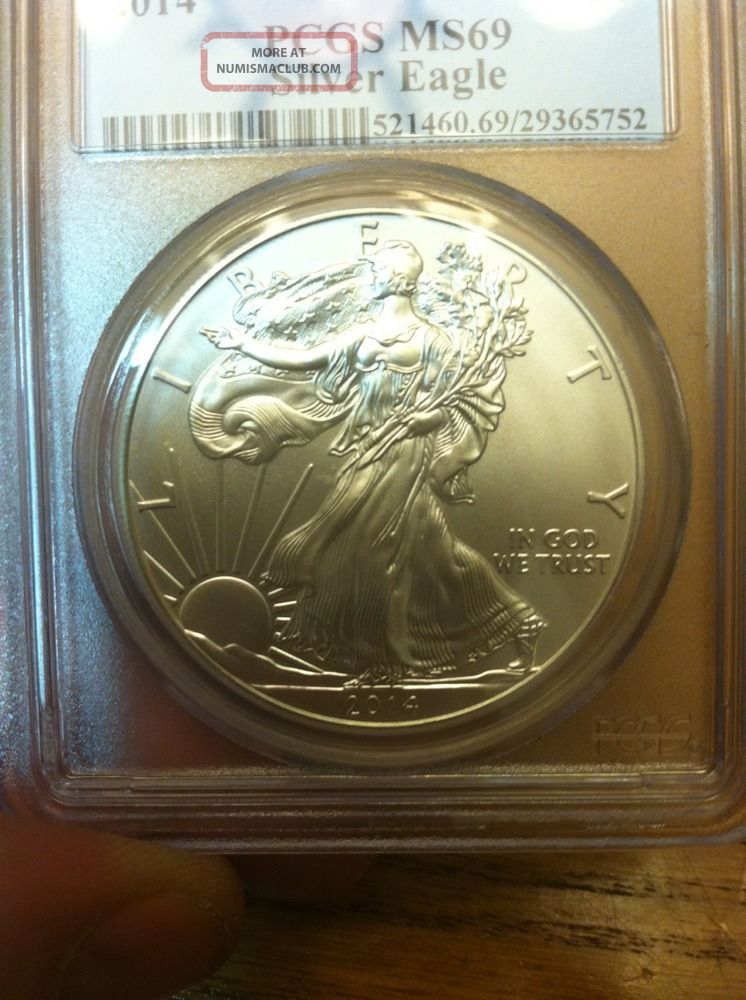Ms69 2014 Ms69 1oz Pure Silver Eagle Us Coin Graded Pcgs First Strike Ms - 69