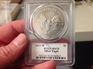 2011 - W $1 Burnished Silver Eagle Pcgs Ms70 Signed By Mercanti photo