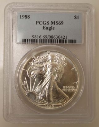 1988 United States Eagle $1 Coin - Pcgs Grade Ms69 photo