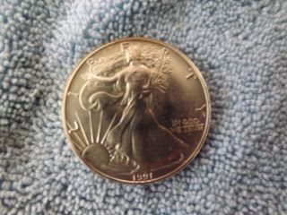 1991 American Silver Eagle Dollar 1 Oz.  999 Ungraded photo