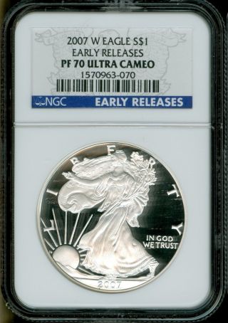 2007 - W Early Releases Ngc Pf70 Ucam Silver Eagle photo