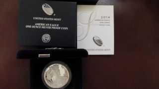 2014 W American Eagle Silver Proof W/box & - photo