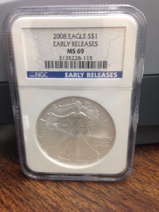 2008 Silver American Eagle (ngc Ms - 69) photo