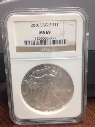 2010 Silver American Eagle (ngc Ms 69) photo