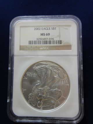 2002 American Silver Eagle Ngc Ms69 photo