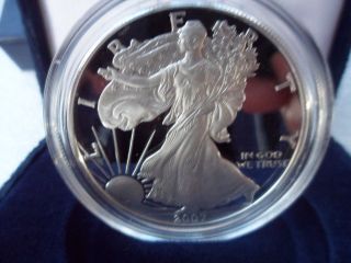 2007 ' W ' Proof American Silver Eagle Complete W/ C.  O.  A.  & Box Ships Today photo