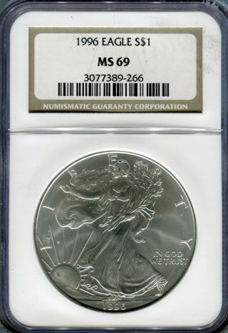 1996 $1 American Silver Eagle Ngc Ms 69 photo