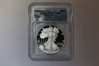 Us 2005 W Proof American Silver Eagle Coin Certified Icg Pr70 Fdoi 1oz.  999 Unc photo