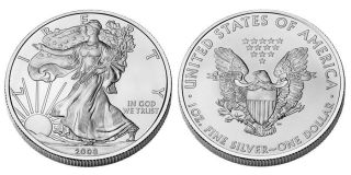 Uncirculated 1 Oz American Eagle Silver Dollar 2008 photo