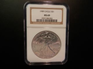 1989 American Silver Eagle Slabbed Graded Ngc Ms 69 Ms69 Problem photo