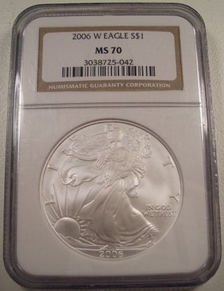 2006 - W Silver Eagle $1 Ngc Ms 70 Brown Label Key - Date Rare Lqqk photo