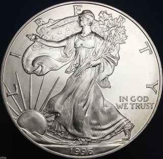 1996 $1 - American Eagle Silver Bullion -.  999 Fine 1oz Silver - Unc 68113 photo