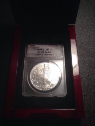 2010 Anacs Ms70 Silver Eagle With Display Box photo