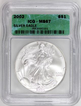 2002 Silver Eagle Icg Gem Bu 1ozt photo