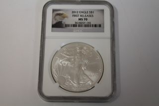 2012 Eagle $1 First Releases Ngc Ms70 Silver Coin (3020) J photo