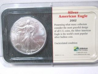 2002 99.  93% Silver American Eagle Littleton Coin Company Uncirculated photo