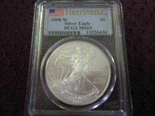 2008 (w) Pcgs Ms69 1oz American Silver Eagle photo