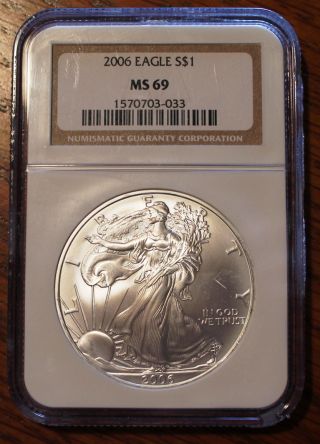 2006 $1 American Eagle.  999 1oz Silver Dollar Ngc Ms69 photo