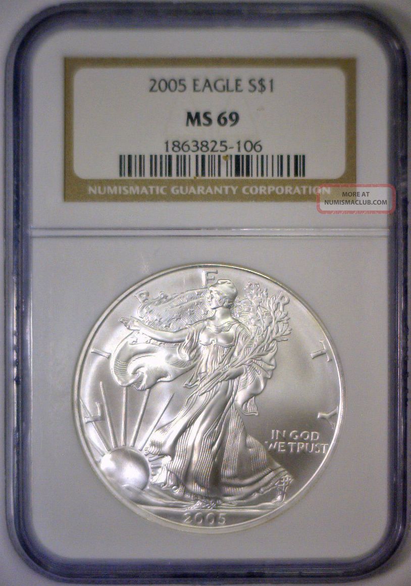 2005 Silver American Eagle 1st Year Ase. 999 Bullion Ngc Ms69 Ms 69