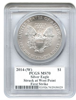 2014 - W Silver Eagle $1 Pcgs Ms70 (first Strike,  Miles Standish Signature) photo