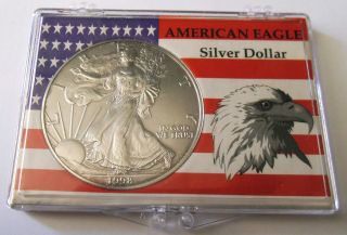 1998 One Ounce Fine Silver American Eagle Silver Dollar In Plastic Case photo