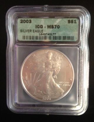 2003 American Eagle Silver Coin Icg Ms70 photo