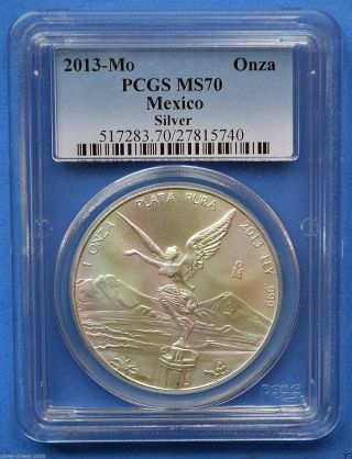 2013 Mexican Libertad Pcgs Ms 70 1 Oz.  999 Fine Silver Coin photo