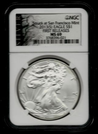 2013 (s) Silver Eagle (fr) Silver Eagle - Ngc Ms 69 - 1 Oz.  999 Fine Silver photo