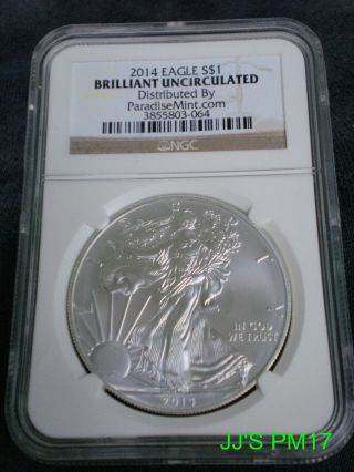 2014 American Eagle S$1 Ngc Slabbed Brilliant Uncirculated photo