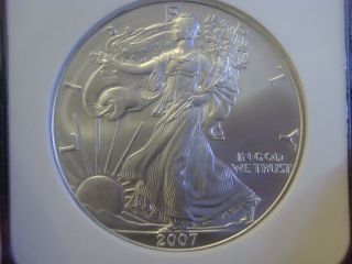 2007 Eagle S $1 Silver Coin Gem Uncirculated With Casing photo