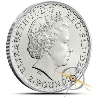 1 - 2014 1 Oz.  999.  Fine Silver - Silver Britannia - 2 Pounds - Bu - Protected photo