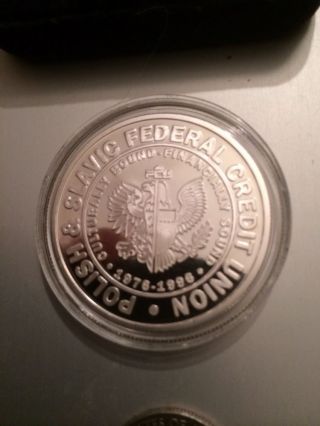 Polish & Slavic Federal Credit Union 1 Troy Ounce.  999 Fine Silver Coin Ingot photo
